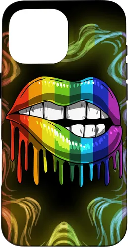 Vista 19 de Rainbow Lip Drip Lesbiana Gay Pride Bisexual Transgénero LGBT Funda para iPhone 17