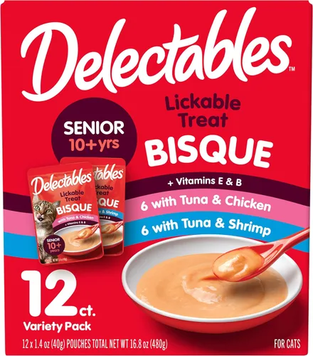 Vista 11 de Comida para gatos Delectables Bisque Lickable Treat, paquete de 12