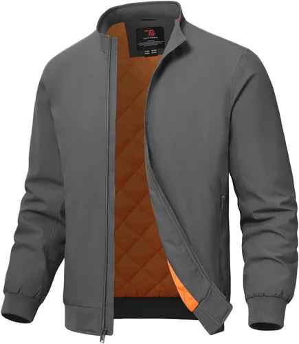 Vista 9 de TBMPOY Men's Winter Lightweight Bomber Jackets Water Resistant Fall Casual Windbreakers Quilted Full Zip Windproof Work Coats