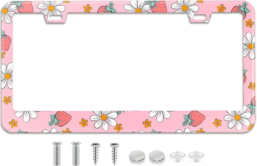 Vista 14 de Marco de Matrícula con Lazo Rosa para Marcos Portamatrículas de Acero Inoxidable, Cubiertas a Prueba de Óxido, Decoración de Piezas de Auto