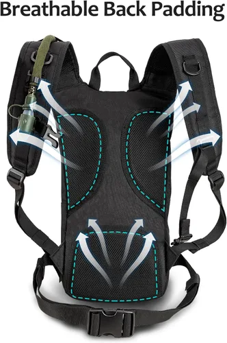 Vista 6 de Mochila de hidratación táctica con vejiga de agua de TPU 3l: Senderismo MOLLE Bolsa de día militar para caza para hombres y mujeres