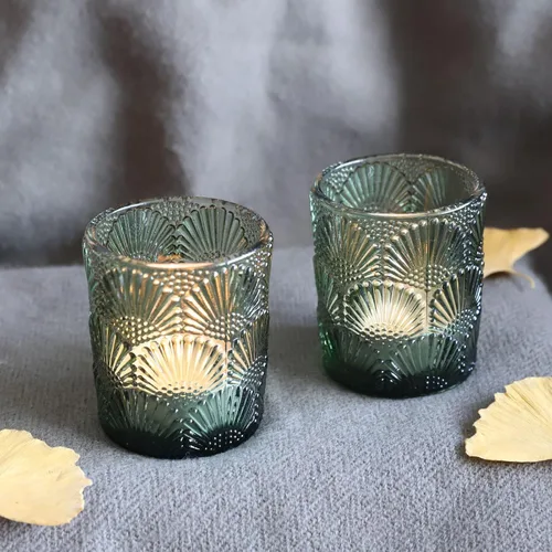 Vista 13 de Woho - 12 portavelas votivas ámbar, portavelas para Acción de Gracias 12pcs Glass Amber Candle Holder for Fall Wedding, Boho Tea Lights Candle