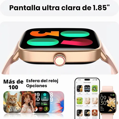 Vista 12 de ENOMIR Reloj inteligente para mujer, monitoreo de la salud del teléfono con Rosa