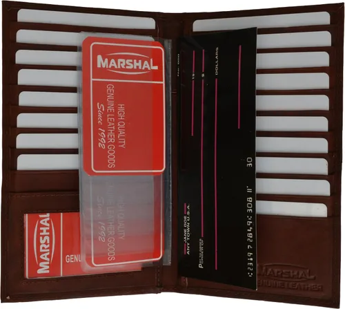 Vista 2 de Marshal Titular de la tarjeta de crédito plegable de cuero genuino de gama alta, Borgoña
