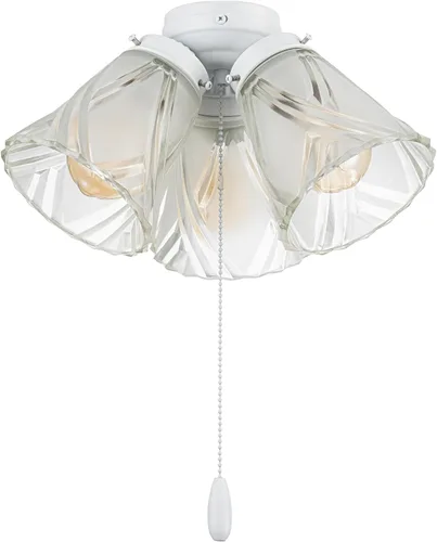 Vista 8 de Aspen Creative 22014-1, Kit de luces para ventilador de techo de tres luces con cadena de tracción, acabado de latón antiguo con pantallas de vidrio