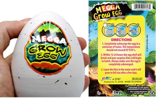 Vista 6 de JA-RU Dino Age - Huevos de dinosaurio gigantes para incubar (1 gigante + 1 original) – Juguetes de cultivo de agua para niños, juguete educativo