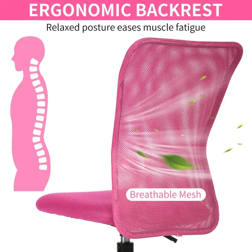 Vista 5 de Silla de oficina en casa sin brazos Silla de escritorio pequeña Silla de malla con respaldo medio Silla de computadora básica Silla de computadora