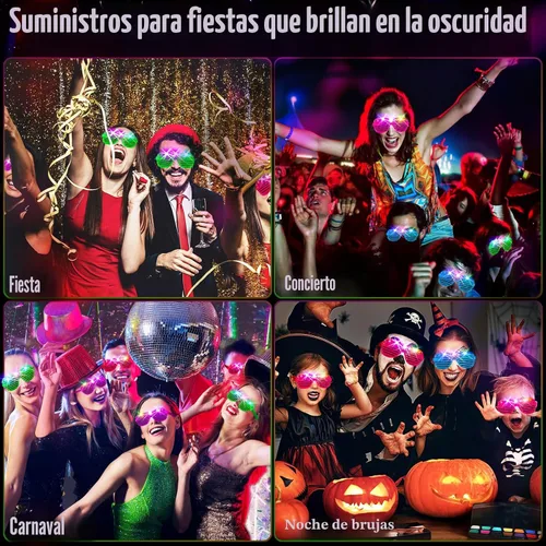 Vista 5 de SHQDD 38 lentes LED, anteojos iluminados, 5 colores, 3 modos de luz, suministros de fiesta que brillan en la oscuridad, recuerdos de fiesta de neón