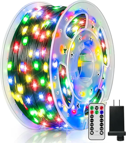 Vista 11 de BrightChristmas Luces de Navidad de 600 LED de 196 pies, tira de luces impermeables para exteriores con control remoto y temporizador, luces
