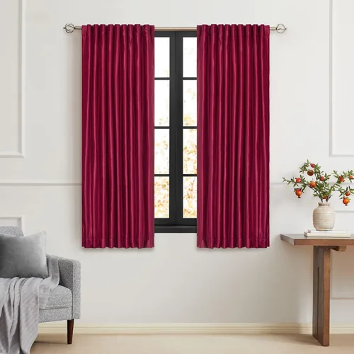 Vista 54 de PRIMROSE Cortinas de terciopelo champán de 63 pulgadas de largo para sala de estar, juego de 2 paneles opacos, bolsillo para barra, pestaña trasera