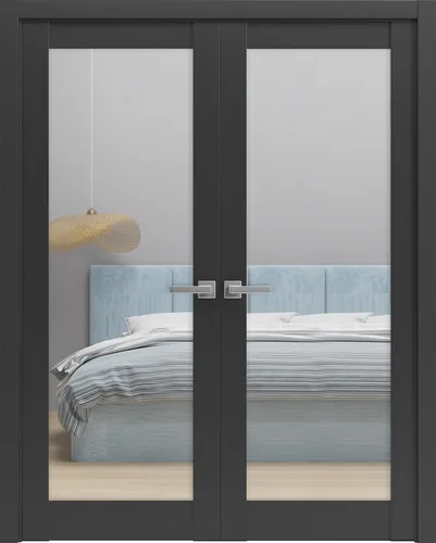 Vista 20 de Lucia 1299 - Puertas plegables plegables para armario corredizo de 2 x 18 x 80 pulgadas, color negro mate con espejo, juego de herrajes de molduras