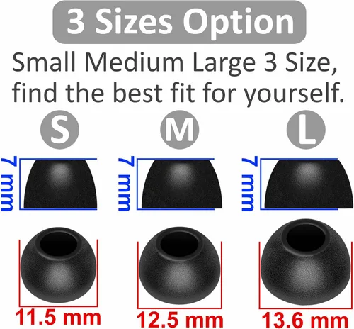 Vista 3 de 6 pares de puntas de espuma viscoelástica Galaxy Buds FE, repuesto S/M/L Cancelar ruido, ajuste cómodo sin dolor de silicona, compatible con Samsung