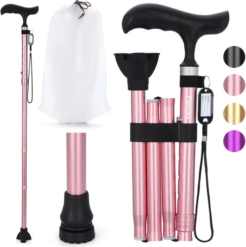 Vista 10 de Parlora Bastón plegable para caminar para mujeres/hombres - Ligero, ajustable, bastón plegable para personas mayores y adultos, ayuda de movilidad