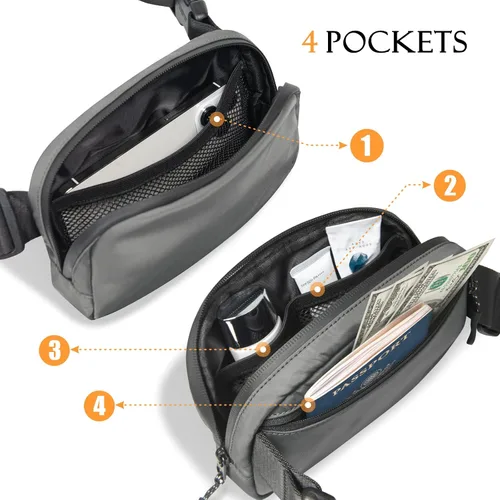 Vista 4 de TOPDesign Riñonera para mujeres y hombres, bolsa cruzada para cinturón con cremalleras resistentes al agua, bolsa para el trasero con correa