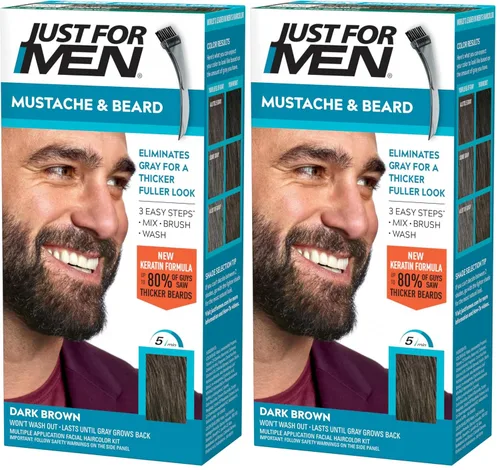 Vista 36 de Just For Men - Tinte para bigote y barba, tinte para barba para hombres con cepillo, incluye queratina, biotina, aloe vera y aceite de coco