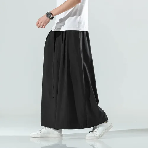 Vista 4 de Seidarise Pantalones de yoga japoneses de lino estilo harén de pierna ancha para hombre, estilo harén, estilo hip hop, holgados