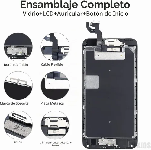 Vista 2 de para iPhone 6S Plus Reemplazo de pantalla de 5.5 pulgadas con botón de inicio, 6splus negro pantalla LCD digitalizador táctil 3D montaje completo