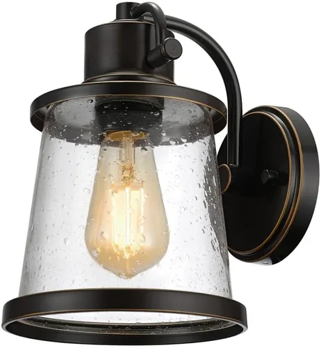 Vista 16 de GLOBE Electric 60000029 Aplique de pared para exteriores de 1 luz, negro mate, pantalla de vidrio transparente, luz de porche, luces de pared