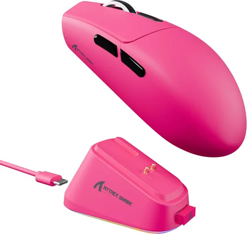 Vista 13 de ATTACK SHARK G3 Pro - Mouse inalámbrico para juegos con base de carga magnética, sensor de juego PixArt PAW3311, BT/2.4G inalámbrico/con cable