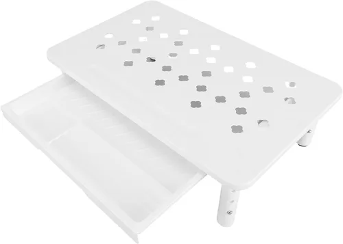Vista 10 de Yosoo Health Gear Soporte elevador de metal para computadora con cajón, ventilado de 3 alturas ajustables, rodamiento de 44.1 lbs, para computadora
