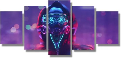 Vista 80 de Lienzo decorativo para pared, diseño de ciudad futurista Cyberpunk para sala de estar, impresión multipanel, obra de arte de cocina, pintura