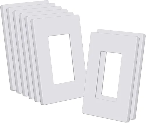 Vista 23 de CML Placa de Pared Decorativa Negra de 4 Posiciones Sin Tornillos, Paquete de 4 Placas de Interruptor de Luz y Cubierta Frontal para Receptáculo
