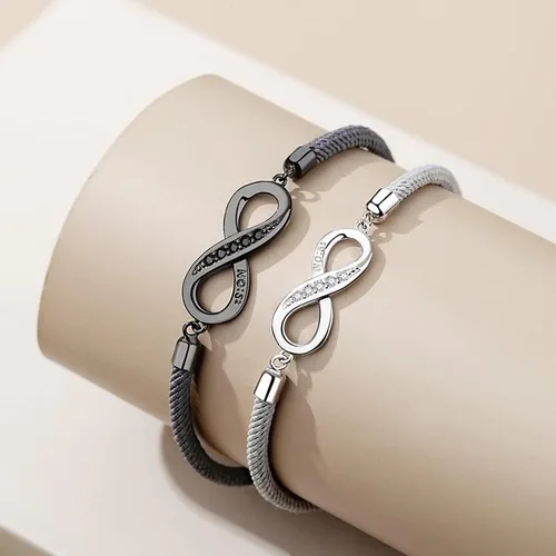 Vista 4 de VOYOMI Pulseras de promesa de cuerda para parejas, pulseras de amistad para dos, pulseras para mejores amigas, pulseras para parejas, regalos
