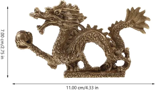 Vista 9 de Beavorty Estatua de dragón chino Feng Shui, escultura de dragón dorado, figuras reales del zodiaco 2023, escultura de año nuevo, adornos de mesa