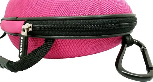 Vista 7 de Funda de transporte para auriculares ovalada rígida Protección de bolsa de viaje compatible con auriculares plegables Nylon balístico rosa