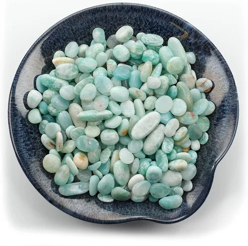 Vista 2 de Cherry Tree Collection - Chips de piedras preciosas de Amazonita pulida, 1/2 lb Natural Stone Pieces for Jewelry Making, Resin Crafts, Plants
