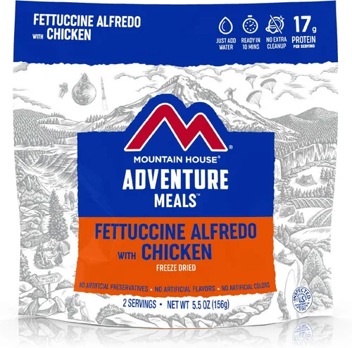 Vista 5 de Mountain House Arroz y pollo + Fettuccine Alfredo con pollo Alimentos liofilizados para mochileros y campamento 2 porciones cada uno