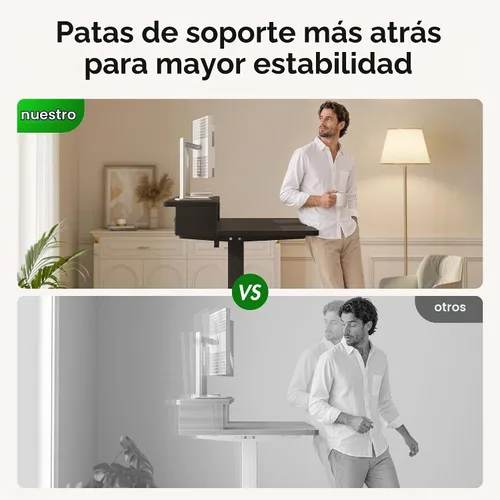 Vista 7 de FEZIBO - Escritorio eléctrico de altura ajustable de 48 x 24 pulgadas con cajón doble, escritorio para computadora, mesa de pie para oficina en casa