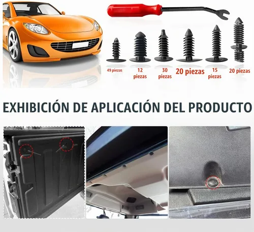 Vista 4 de 146 piezas de clips de nylon para parachoques de coche, juego de clips de retención, clips de guardabarros, remaches ciegos y molduras de balancín