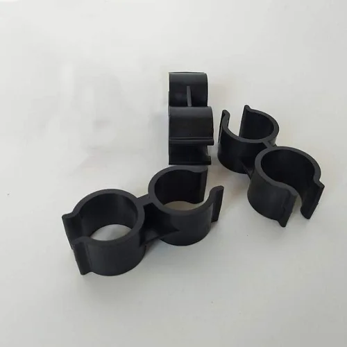 Vista 8 de 20 abrazaderas negras de doble puerto para tubería de 0.984 in/1 pulgada de diámetro, conector de poste de estante de cadena, abrazaderas de panel