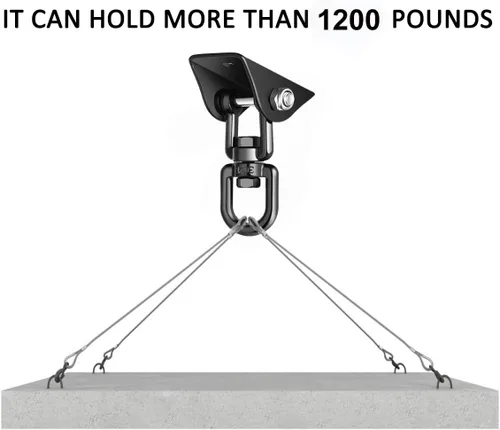 Vista 4 de Kit de Colgado de Columpio para Porche Velomill, Colgador Giratorio 360° con Capacidad de 1200 libras para Columpios de Porche, Hamacas, Silla