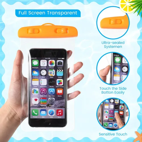 Vista 9 de Paquete de 40 bolsas universales transparentes impermeables para teléfono, coloridas