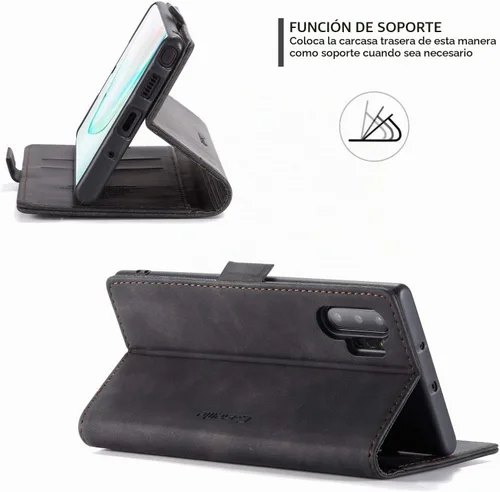 Vista 5 de Funda tipo cartera para Samsung Galaxy Note 10+ Plus, con soporte magnético, de piel sintética, con ranuras para tarjetas de crédito y tarjetas