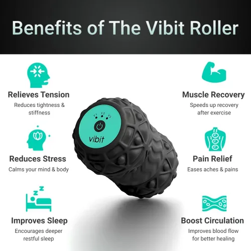 Vista 2 de Vibit - Masajeador vibratorio para fascitis plantar, alivio del dolor y ciática, rodillo de masaje portátil para pies y cuerpo, alivio del dolor
