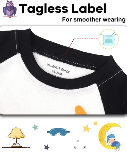 Vista 2 de DAUGHTER QUEEN - Pijama para niños de 4 piezas, conjunto corto 100 % algodón, talla 18 meses-12 años