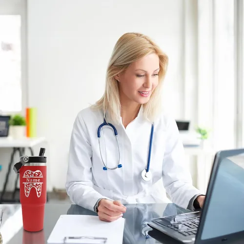 Vista 6 de Regalos para dentistas para mujeres, regalos de asistente dental, vaso de dentista grabado personalizado, regalos para médicos para mujeres, vaso