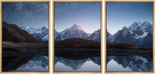 Vista 113 de wall26 Lienzo enmarcado para pared, juego de arte de noche estrellada sobre montañas, cielo nocturno tranquilo, naturaleza, desierto, fotografía