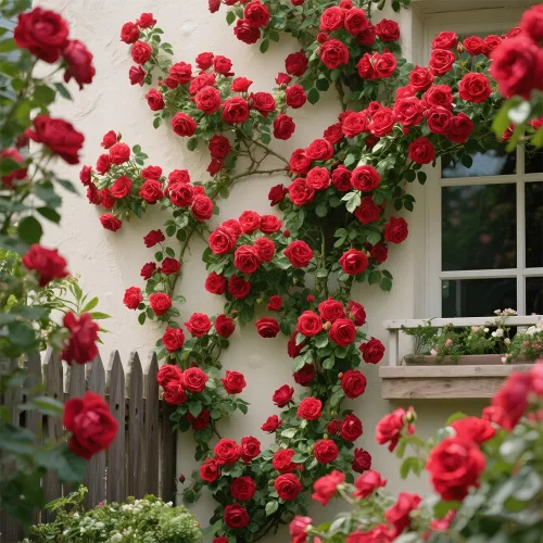 Vista 6 de Más de 200 semillas de rosas rojas trepadoras para plantar al aire libre, flores ornamentales trepadoras rosas arbustos trepadoras de larga floración
