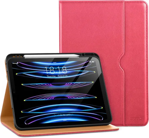 Vista 12 de DTTO para iPad Pro 12.9 6ª / 5ª / 4ª / 3ª generación Funda 2022/2021/2020/2018, Funda de cuero premium tipo folio con soporte integrado