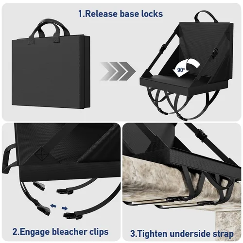 Vista 3 de Asientos de estadio con respaldo - Silla plegable de gradas para playa y campamento - Cojines portátiles de gradas para adultos y niños - Banco
