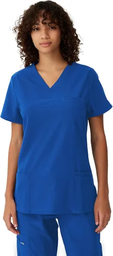 Vista 28 de floralhue Uniformes médicos para mujeres, blusas de uniforme médico suaves con cuello en V, uniforme médico elástico con 4 bolsillos, transpirable