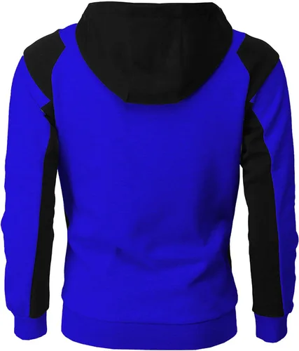 Vista 2 de Sudaderas con cremallera completa para hombre, bloque de color, algodón, con capucha, grandes y altas, cálidas, ligeras, casuales, básicas