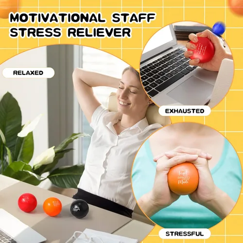 Vista 5 de Sratte Juego de 35 bolas motivacionales para el estrés, coloridas bolas inspiradoras para aliviar el estrés para adultos y niños, ejercicio de mano