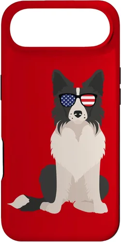 Vista 27 de Border Collie July 4th Patriotic American Sunglasses Dog Case for iPhone 16