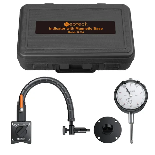 Vista 8 de Neoteck 1"/0.001" Dial Indicator,13.5"Flexible Arm and 176lbs Magnetic Base Dial Gauge with Bezel Zero Setting,Clear Scale, Versatile Tool Kit for