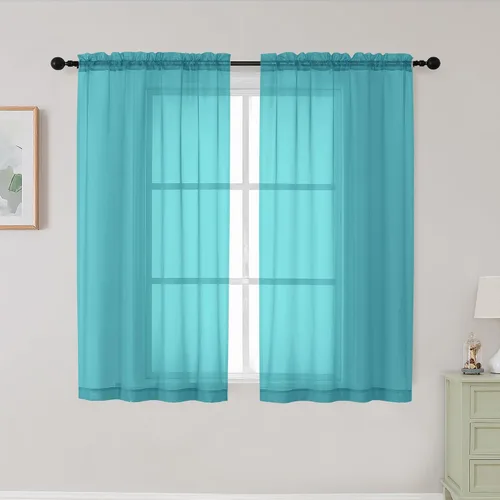 Vista 188 de 2 paneles de cortinas traslúcidas blancas para dormitorio, sala de estar, 96 pulgadas de largo, modernas, suaves, ligeras, con bolsillo para barra